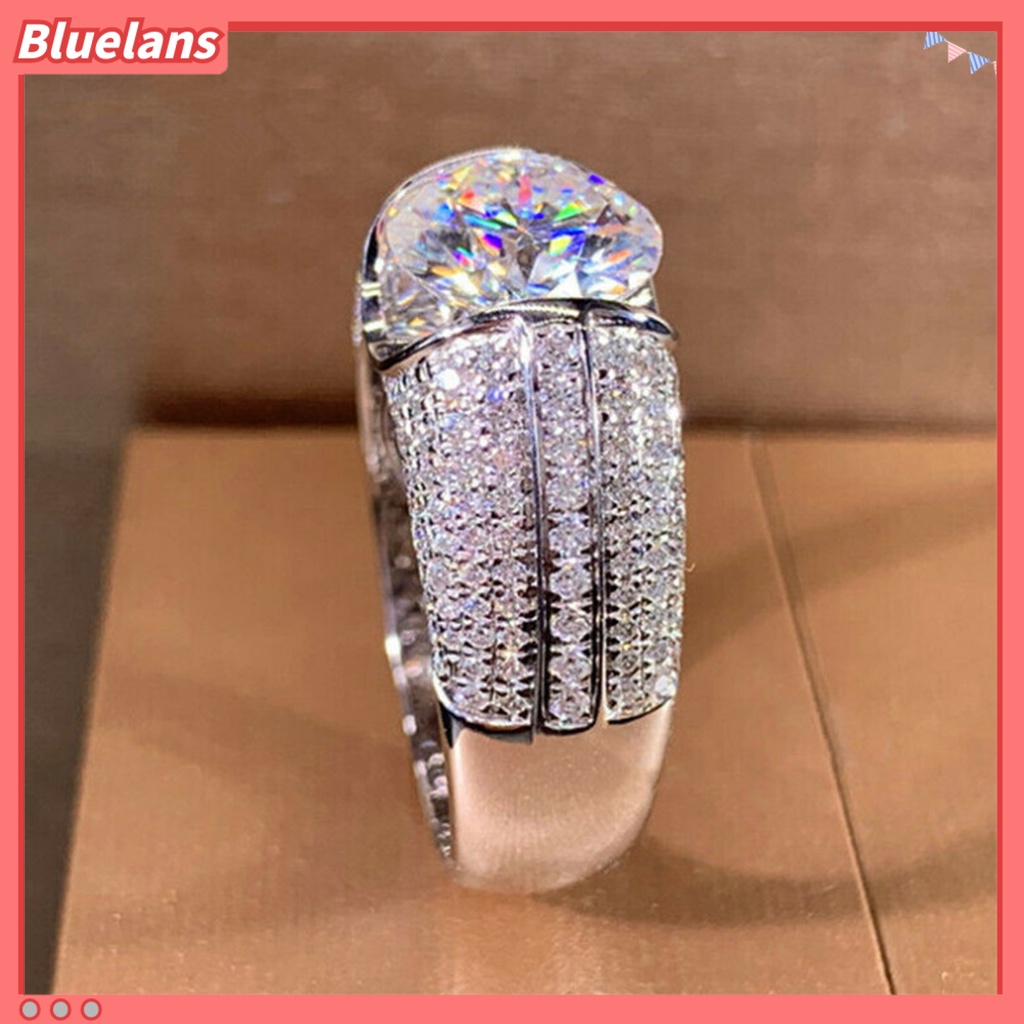 [BLS] Cincin Wanita Temperamen Sederhana Alloy Cubic Zirconia Tertanam Hadiah Ideal Cincin Jari Untuk Pesta