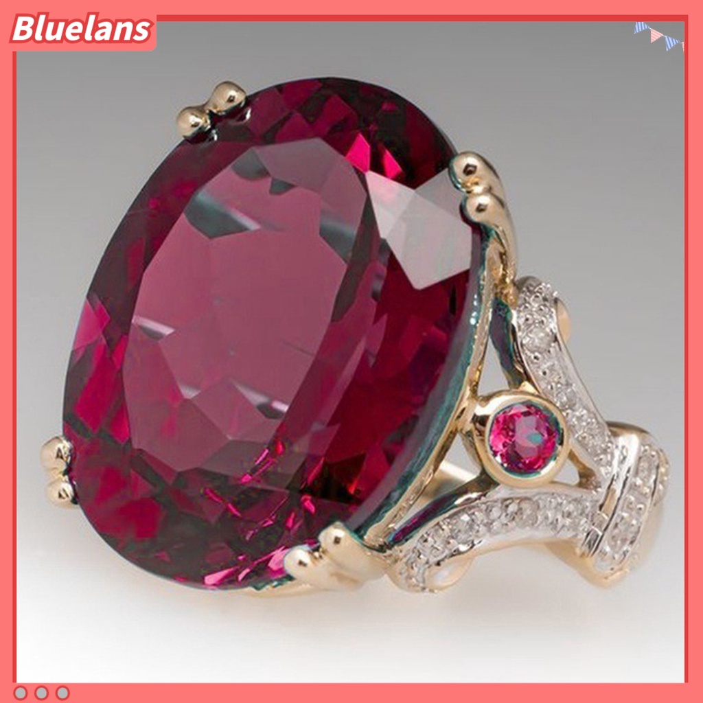 [BLS] Wanita Cincin Vintage Dua Warna Electroplating Geometris Mengkilap Terang Kilau Dekorasi Perhiasan Hadiah Telur Angsa Cubic Zirconia Pernikahan Pertunangan Cincin Untuk Anniversary