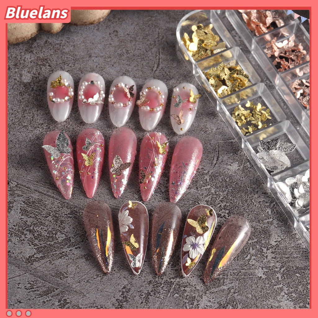 [BLM] 1kotak Dekorasi Kuku Bentuk Halus Tahan Luntur Logam 3D Kupu-Kupu DIY Nail Art Perhiasan Manicure Desain Perlengkapan Kecantikan