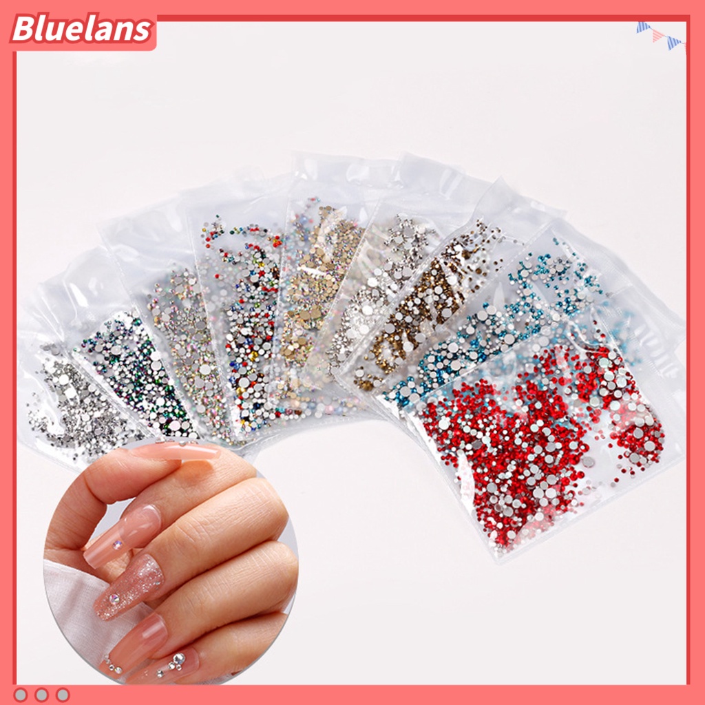 [BLM] 1440pcs /Bag Dekorasi Kuku Indah DIY Ringan Flat Bottom Rhinestones Hiasan Kuku Untuk Wanita