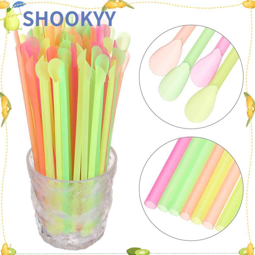 Chookyy Sendok Sedotan Party Supplie Creative Soft Drinking Supplie 100PCS