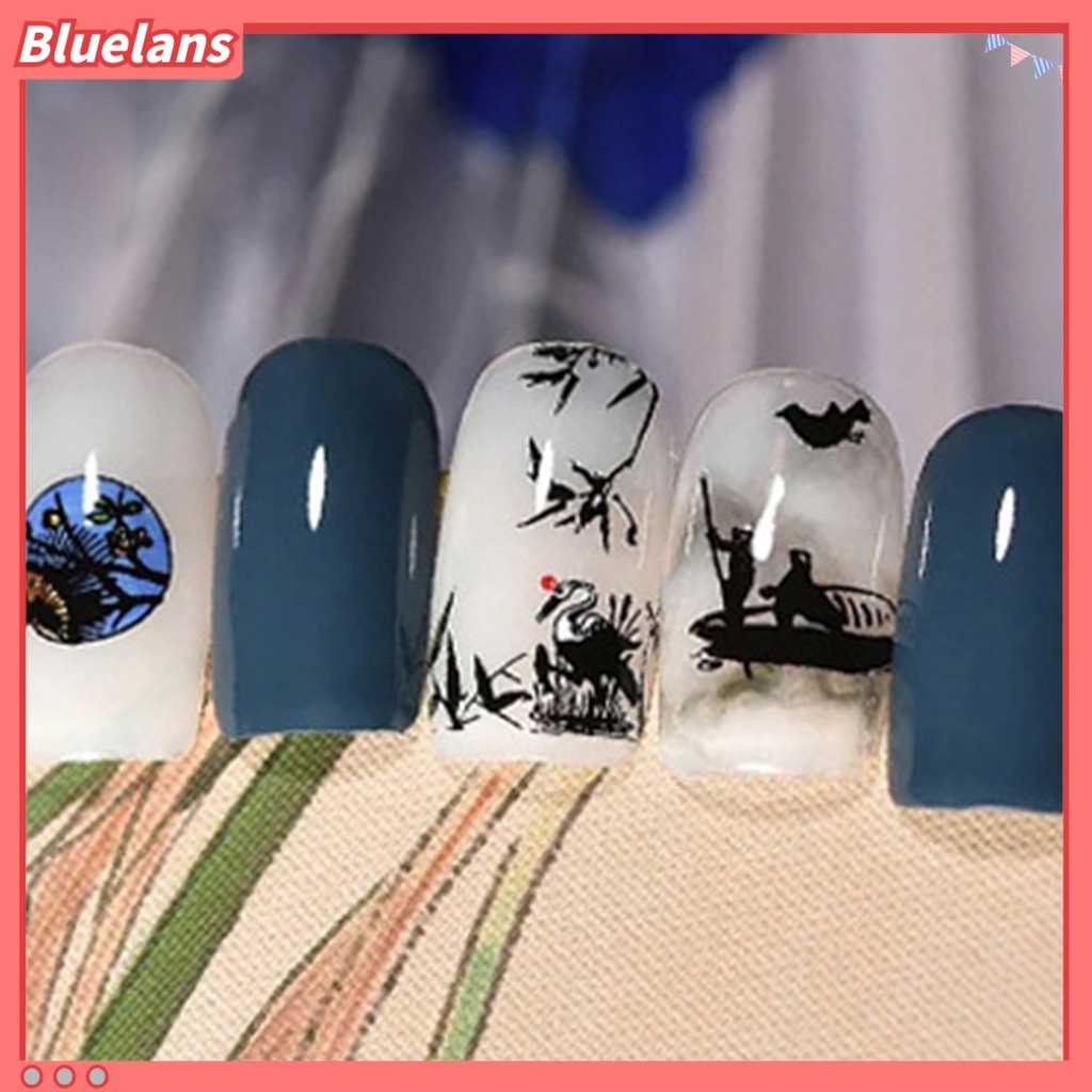 [BLM] Stiker Kuku Gaya Cina Pola Indah Kertas Warna-Warni Kuku Decal DIY Nail Art Ornamen Kecantikan Aksesoris