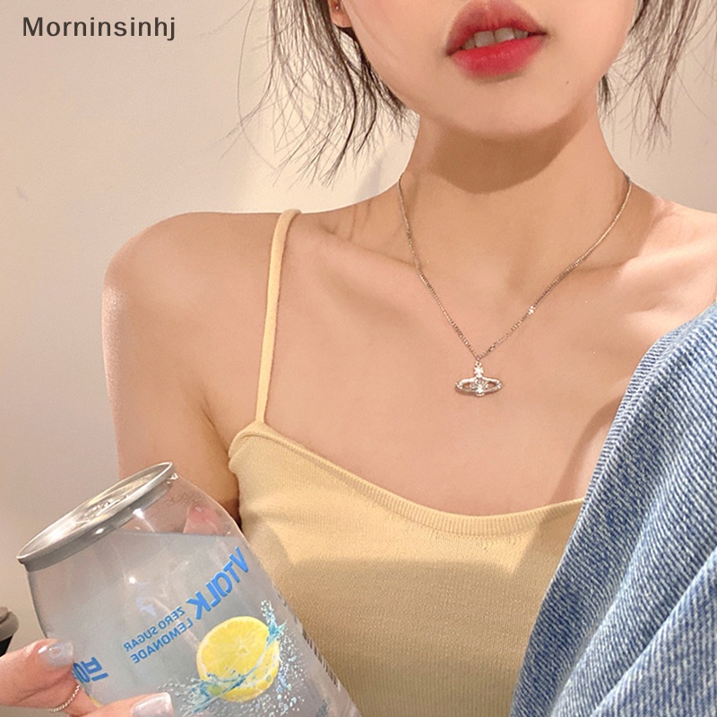 Mornin Sweet Cool Clavicle Neck Chain Shining Planet Kalung Titanium Steel Untuk Wanita Cahaya Desain Canggih Rasa Niche Chain id