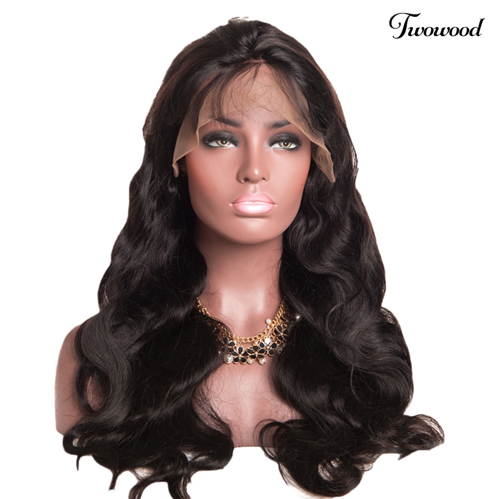 Twowood Fashion Wig Gelombang Keriting Lace Front Long Hair Tanpa Lem Untuk Wanita Afrika Amerika