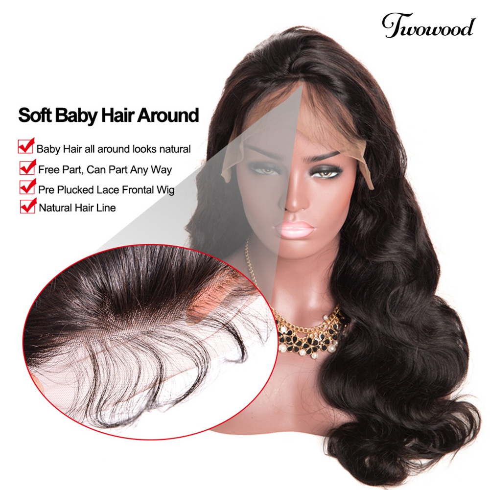 Twowood Fashion Wig Gelombang Keriting Lace Front Long Hair Tanpa Lem Untuk Wanita Afrika Amerika