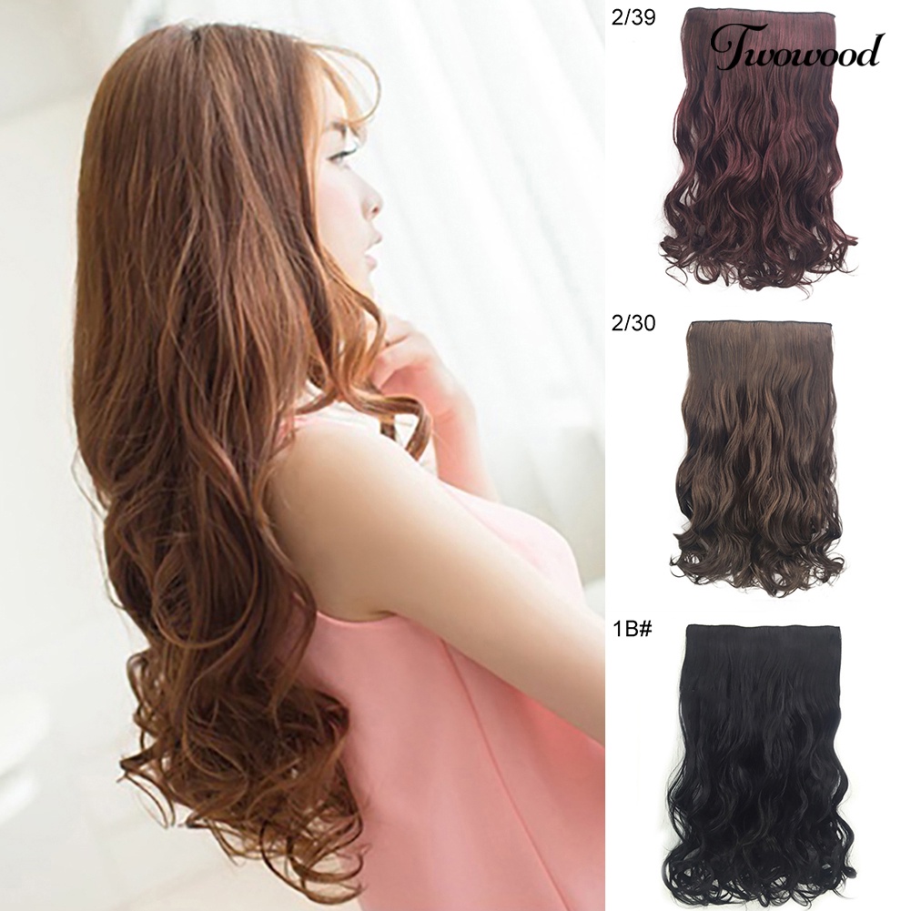 Twowood 50cm Fashion Curly Wavy Clip In Hair Extension Cosplay Wanita Sopak Sintetis