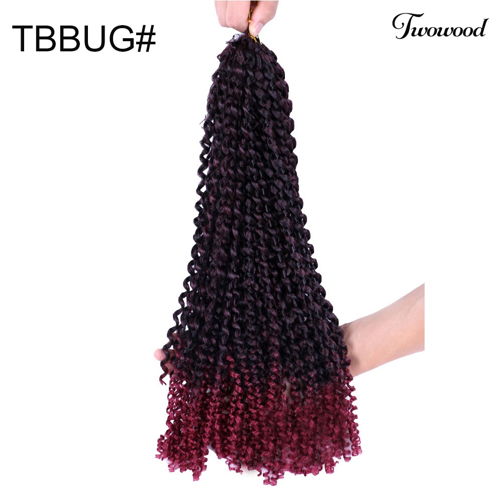 Twowood 45 cm Twist Crochet Kepang Gelombang Air Keriting Bergelombang Wig Rambut Sintetis Ekstensi