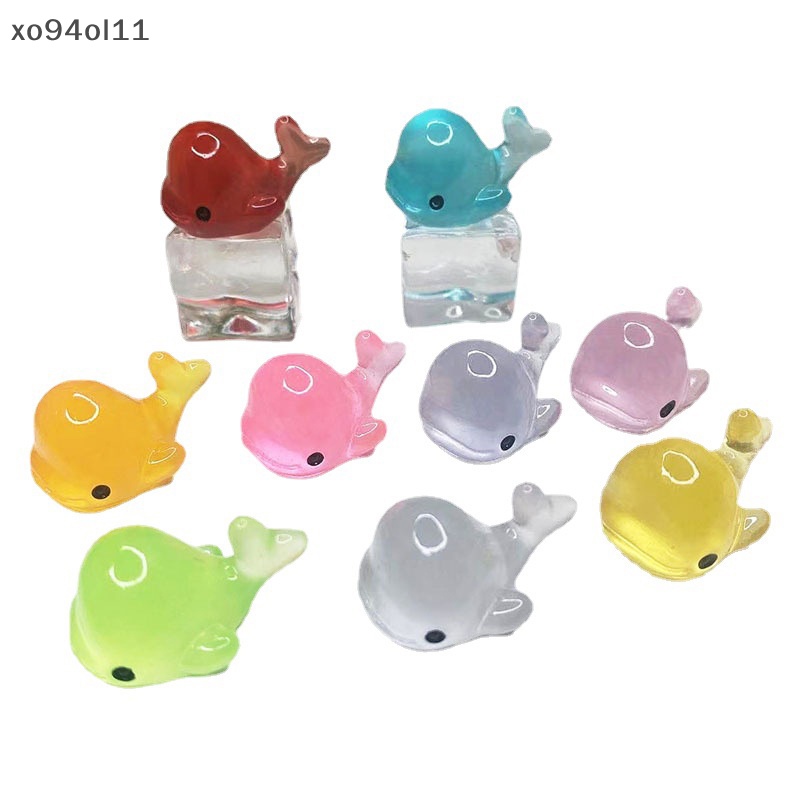 Xo 5Pcs Luminous Mini Resin Dolphin Dashboard Mobil Mainan Angka Dekorasi Taman Rumah OL