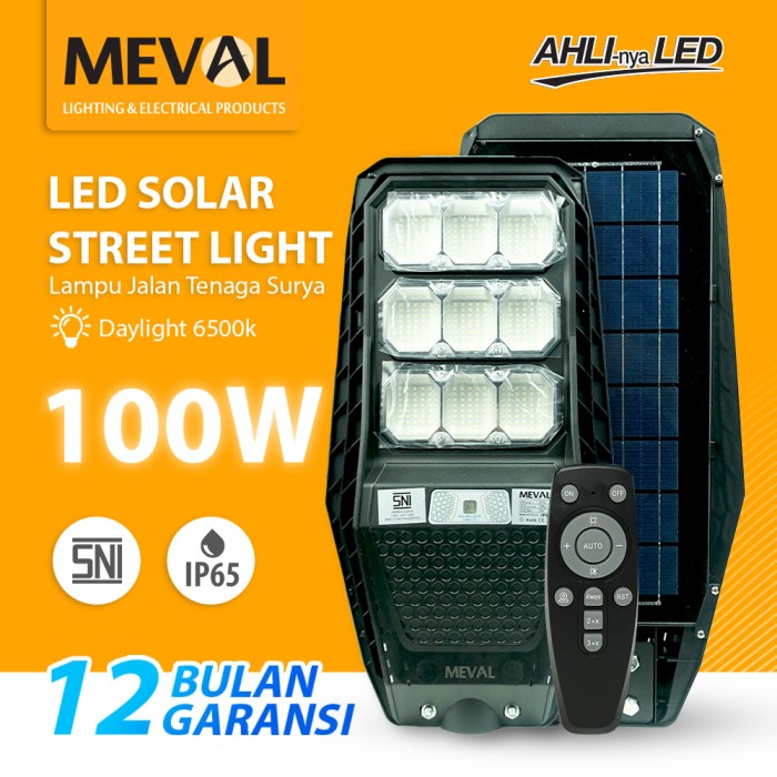 MEVAL – LAMPU JALAN PJU 100W Tenaga Surya+Solar Street Light - AL4-10A