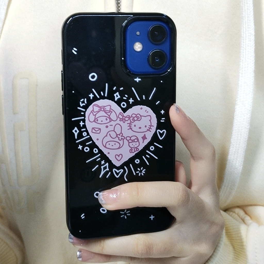 Ins Sanrio Gaya Cocok Untuk iPhone 14 Pro Max Casing Ponsel iPhone Kompatibel Dengan Iphone13 13pro 13prm iPhone 11 11pro 14plus 12Pro Max Shockproof TPU Phone Case