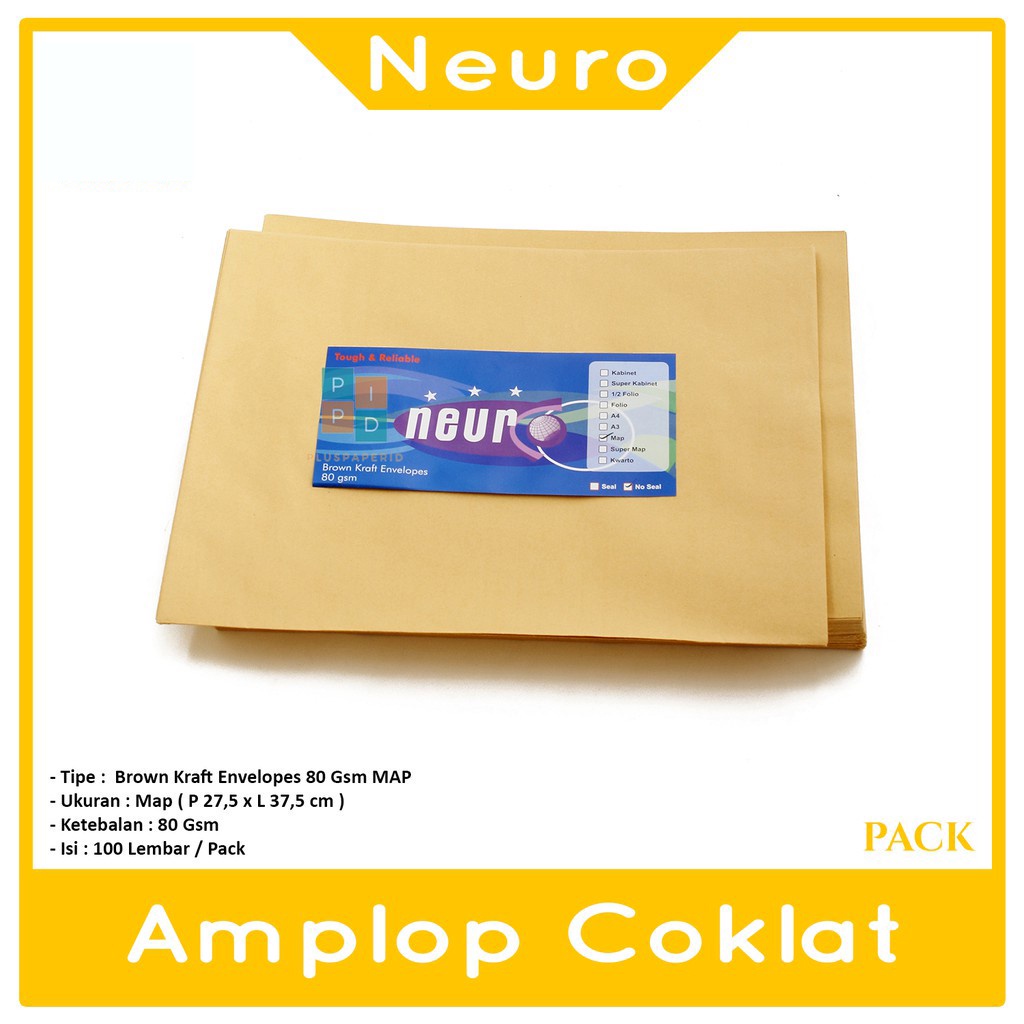 

NEURO - Amplop Coklat Ukuran Map ( 27,5 x 37,5 cm ) No Seal - Pack