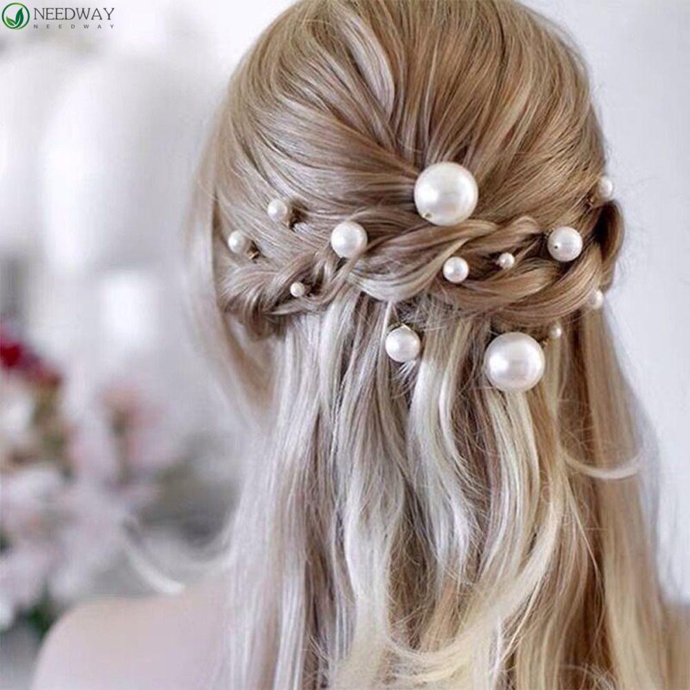 Needway U-shaped Pearl Pin 20Pcs /Set Elegan Vintage Bunga Aksesoris Rambut Wanita Jepit Gaya Rambut Alat Desain Tiara Pengantin Perhiasan Rambut Pengantin