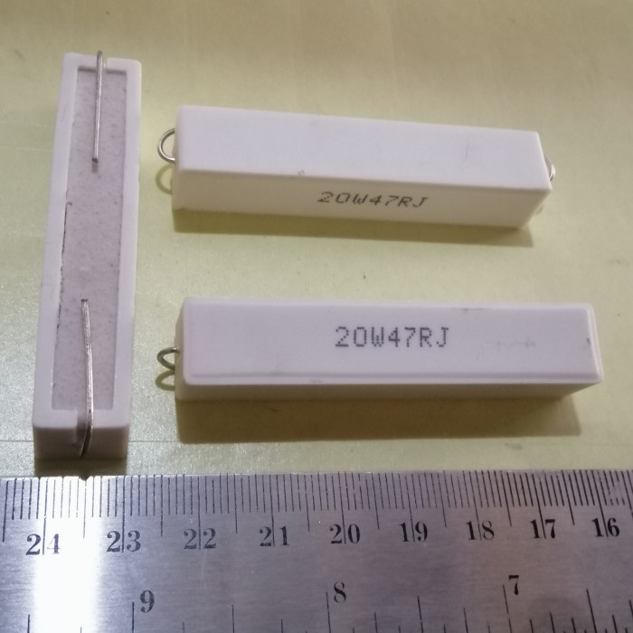 3 Buah 3Pcs 47Ohm 47RJ 47R R 20W47RJ 20W 20 Watt 47 Ohm Resistor Kapur 20Watt