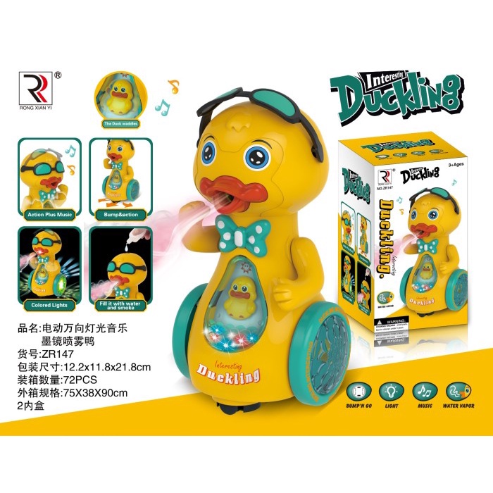 MAINAN ANAK DANCING SPACE DUCK BEBEK MUSIK LAMPU 3D BATERAI LUCU