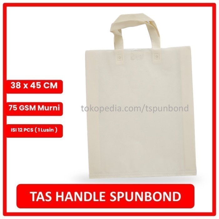 

[SC] Tas Souvenir Spunbond Handle ukuran 38 x 45 Lusinan - Warna Cream