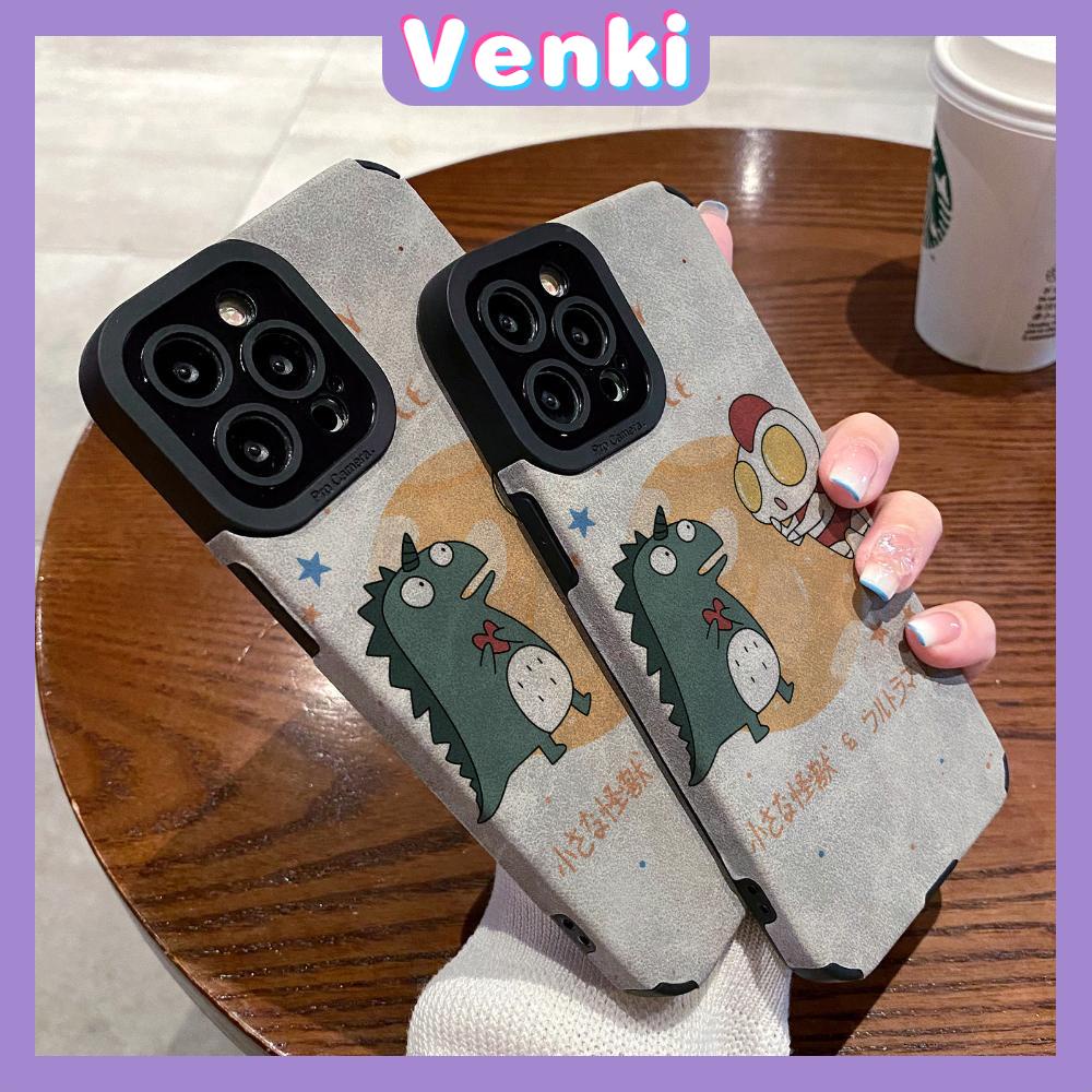 VENKI - Untuk iPhone 11 Case Leather Pupil Suede Case Soft Shockproof Case Camera Simple Cute Monster Superman Kompatibel iPhone 14 13 Pro max 12 Pro max xr xs 7Plus 8Plus