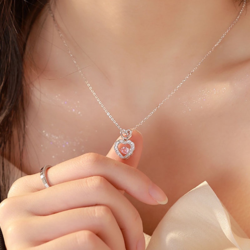 Kalung Geometris Hati Kristal Fashion Alloy Untuk Wanita