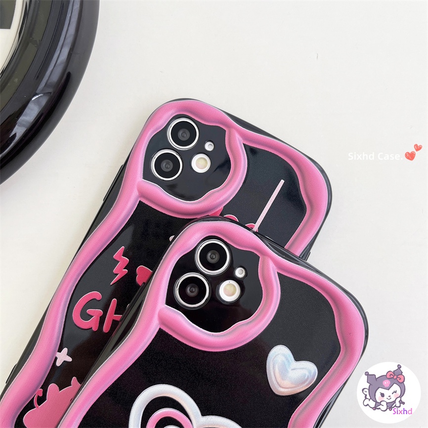 Oppo A78 A16 A15 A17 A57 A54 A17K A76 A77s A95 A74 A53 A33 A32 A5s A3s A9 A7 A5 A12 A96 A94 A93 A11K Fashion Love Kupu Couple 3D Pinggiran Melengkung Gelombang Glossy Phone Case Soft Cover