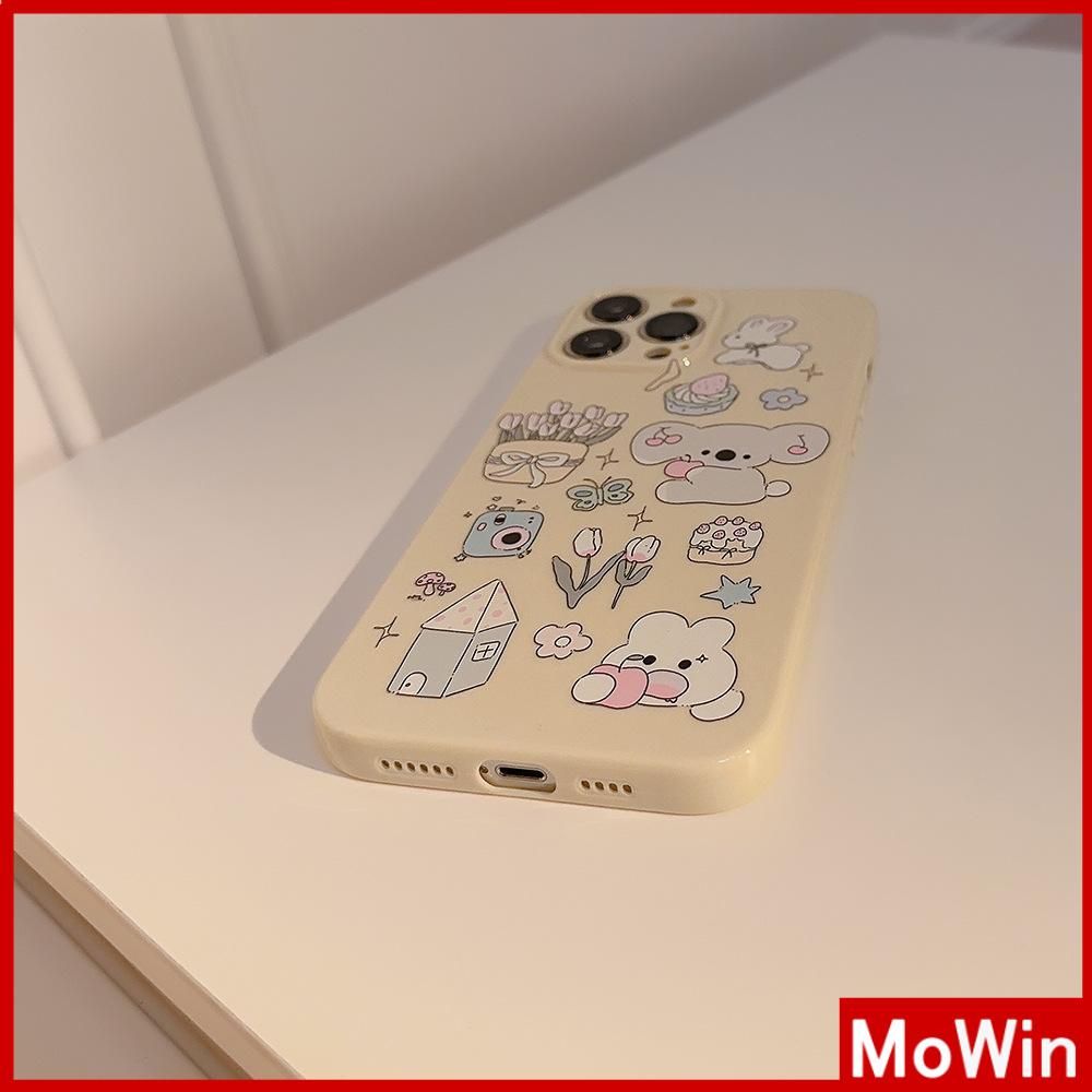 Case iPhone 14 Pro Max iPhone Case Cream Glossy Film Lembut TPU Shockproof Kamera Case Perlindungan Hewan Lucu Kompatibel dengan iPhone 13 Pro Max 12 Pro Max 11 Xr X Max 7Plus 8Plus