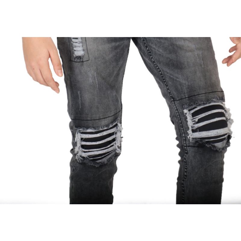 Weird Jeans - Ice Grey - Celana Jeans Pria Skinny Slimfit Strech Ripped