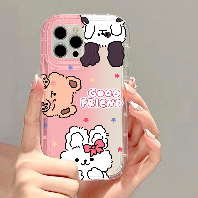 IPHONE Casing Kelinci Anjing Lucu Kompatibel Untuk Iphone7Plus8Plus6Plus11 14 13 12 Pro MAX XR X XS MAX SE Airbag Shockproof Cover