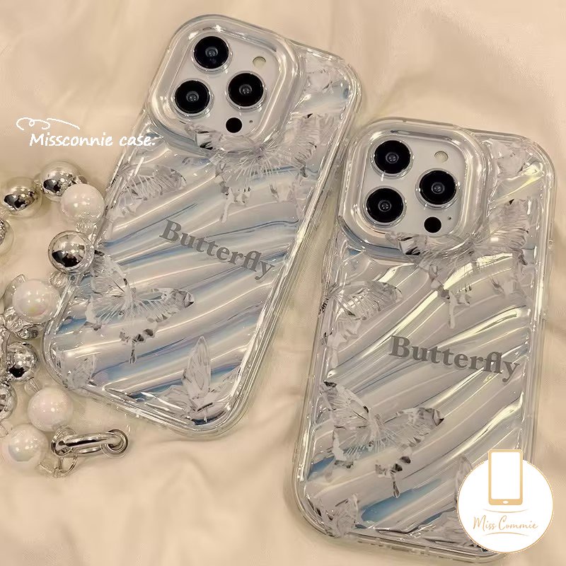 Fantasy Bintang Kupu-Kupu Bunga Huruf Laser Card Case Kompatibel Untuk IPhone 11XR 11 14 12 13 Pro MAX 6 6S 7 8 Plus X XS MAX SE 2020 3D Stereo Motif Bergelombang Shockproof Cover