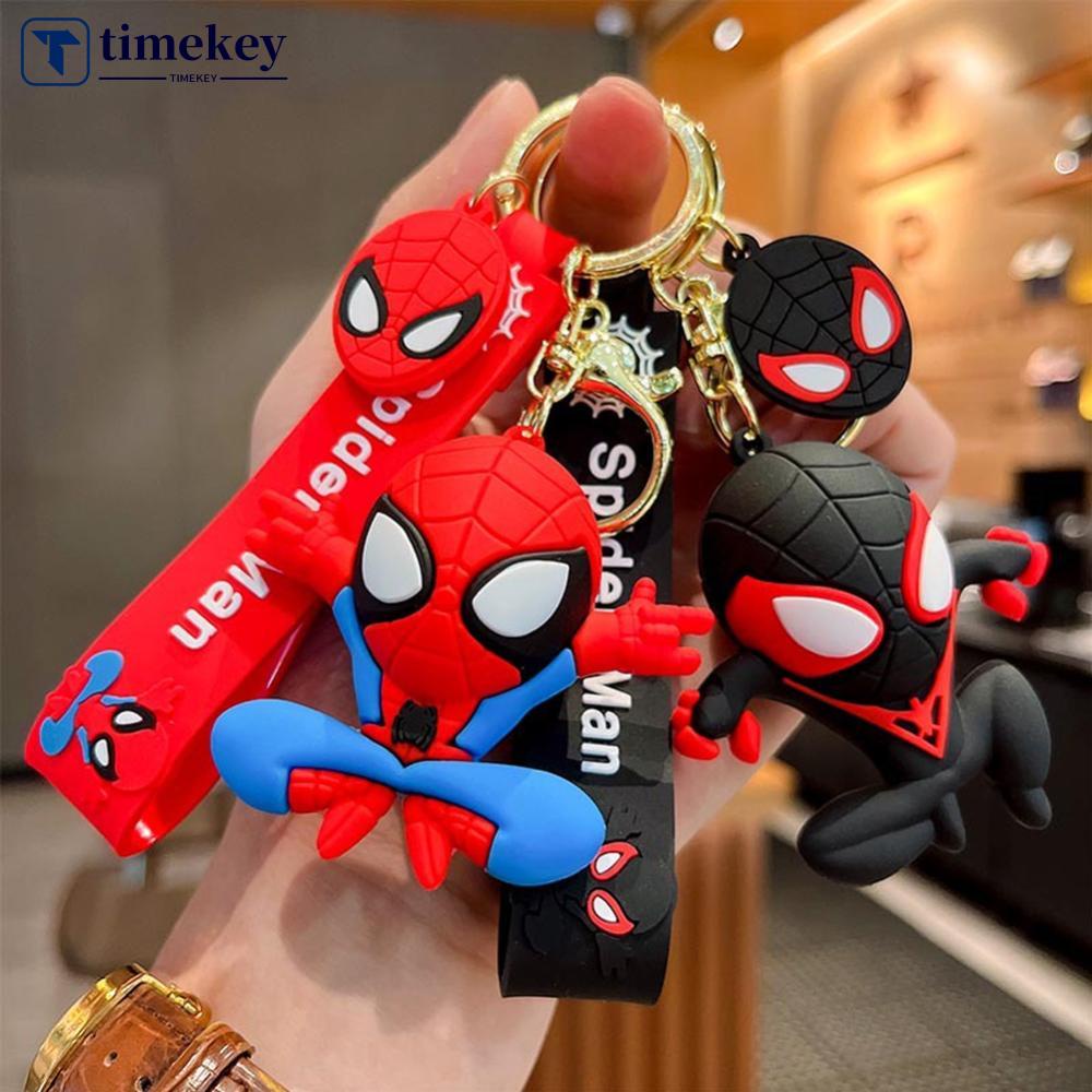 Timekey Kartun Spider Hero Gantungan Kunci Wanita Pria Kreatif Anime Figurine Keyrings Untuk Pasangan Handbag Charms C1J9