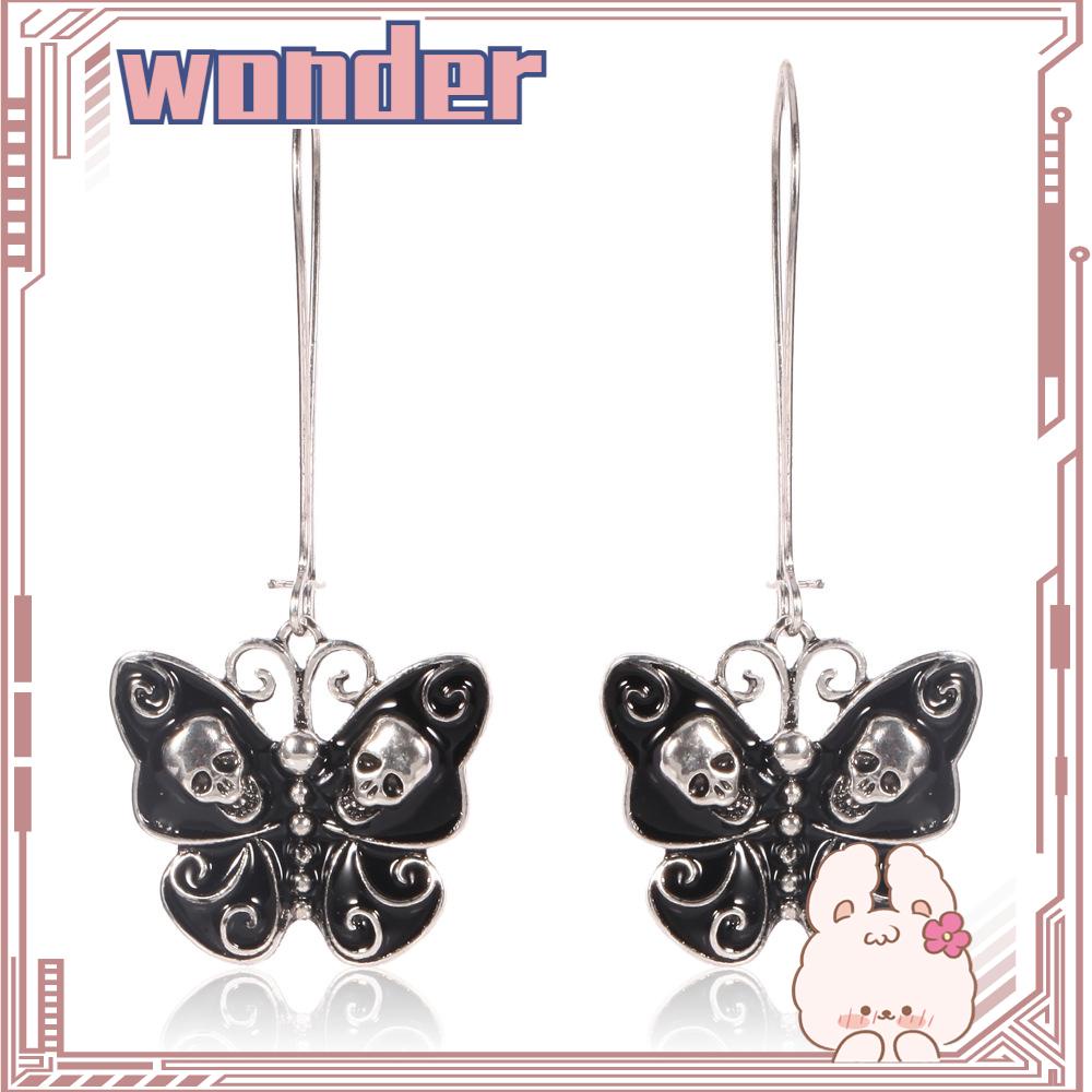 Wonder 1pasang Hook Menjuntai Anting Gothic Punk Drop Butterfly