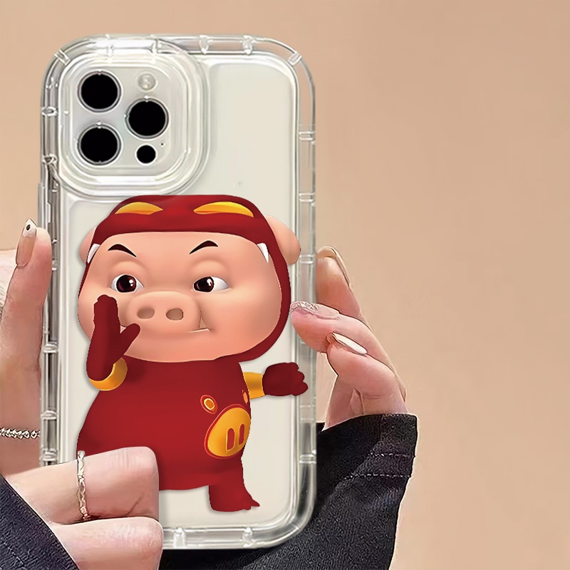 IPHONE Kung Fu Pig Silikon Soft Case Kompatibel Untuk Iphone14 13 11 12 Pro XS Max X XR 7 +8 Plus Pasangan Casing Ponsel TPU Shockproof Cover