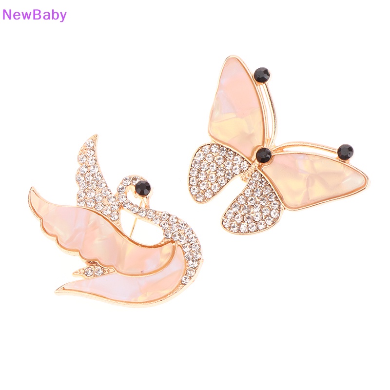 Newbaby Berlian Imitasi Swan Butterfly Bros Untuk Wanita Berlian Imitasi Bros Fashion Pesta Pernikahan Perhiasan Aksesori Pin Bros Hadiah ID