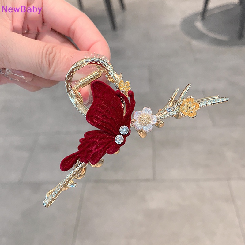 Newbaby Vintage Butterfly Claw Clip Cakar Rambut Hiu Elegan Untuk Wanita Jepit Rambut ID