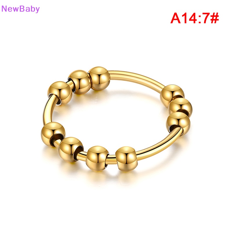 Newbaby New Stainless Steel Beads Anxiety Rings Stress Relief Fidget Rings Untuk Wanita Pria INS Gaya Sederhana Fashion Perhiasan Hadiah Tren ID