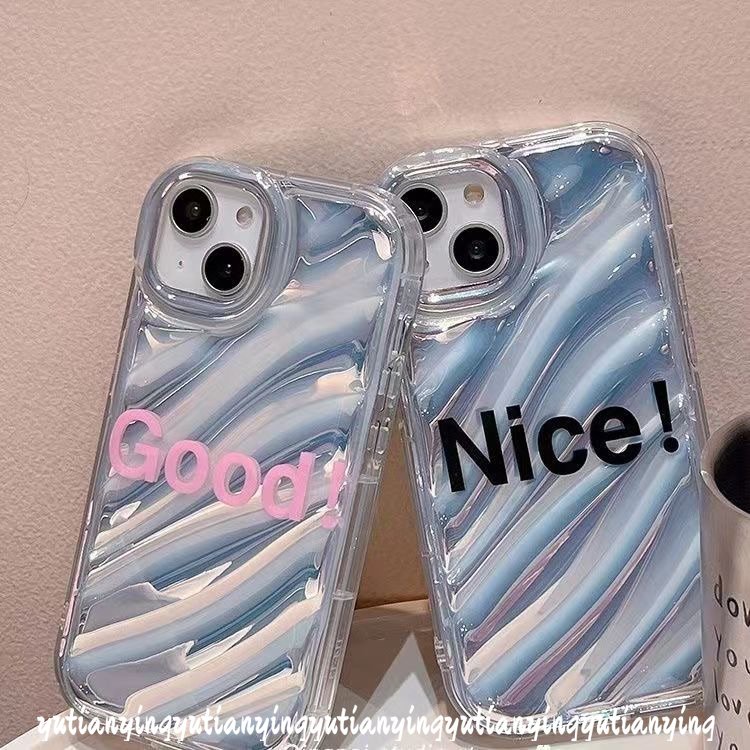Huruf Sederhana Bagus Bagus Lembut Casing Kerut Stereo 3D Kompatibel Untuk IPhone 7plus11 13 14 12 Pro MAX XR X XS Max7 8 6S 6 Plus Se2020 Dazzle Color Luxury Laser Card Cover