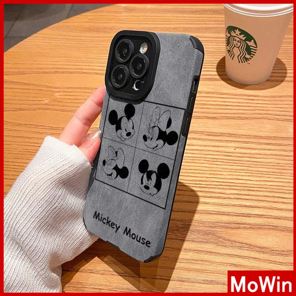 Untuk iPhone 14pro max iPhone Case Murid Patch Kulit Suede Shockproof Kamera Case Perlindungan Lucu Kartun Mouse Kompatibel Dengan iPhone 13 Pro max 12 Pro max 11 xr xs max 7 8Plus