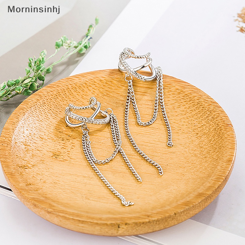 Mornin Ringan Multi-Lapisan Klip Tulang Telinga Zirkon Rumbai Non Manset Ear Clip Earring Untuk Wanita Perhiasan Sederhana Mengkilap id