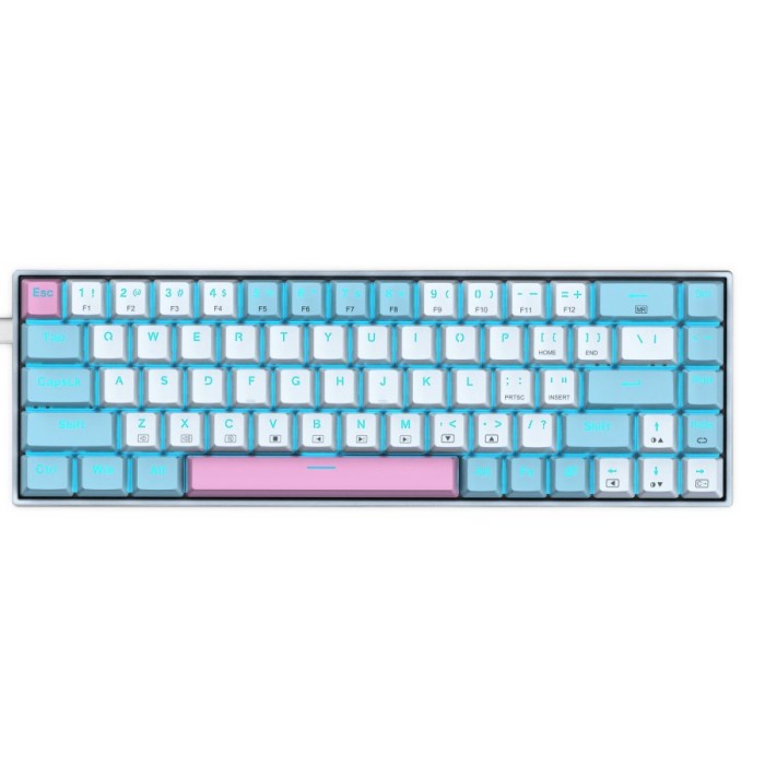 Keyboard Gaming E-YOOSO Z-686 Monochrome Hotswappable Switches - WHITE BLUE PINK, BLUE SWITCH