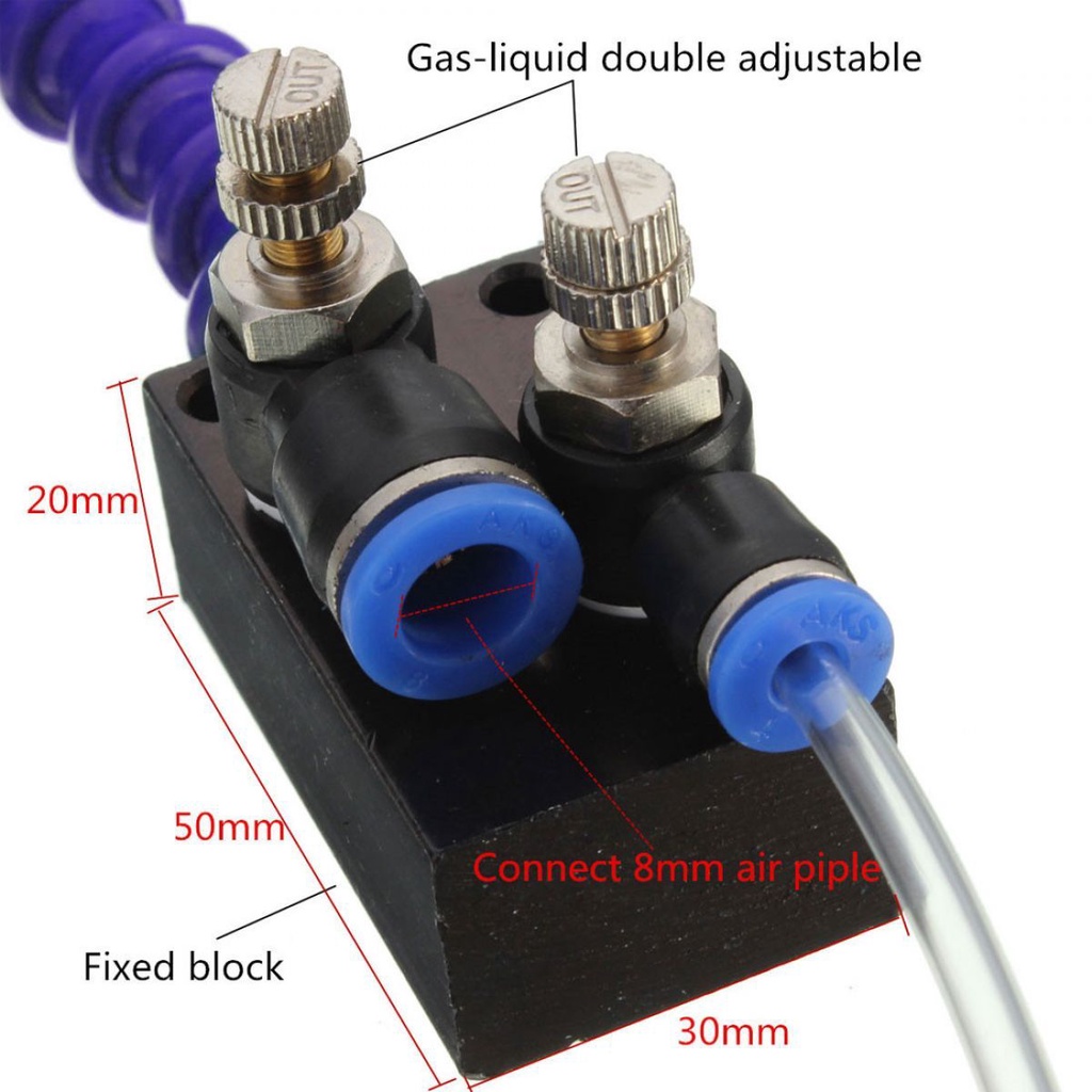 Mist Coolant Lubrication Spray System Untuk Mesin Pemotong/Ukiran/Pendingin Bahan Metal Dengan Pipa Angin 4mm