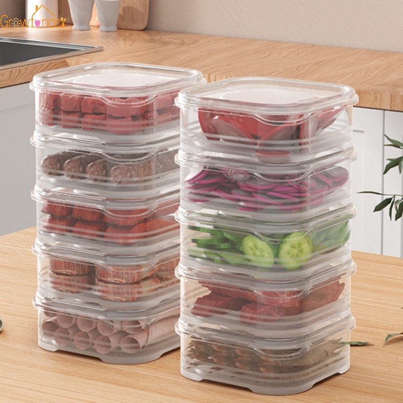 [Unggulan] Alat Penyimpanan Barang Praktis/Kotak Pengawet Daging Beku Tahan Panas Sealed Storage Case/Veggie Fruit Fresh-keeping Bin/Wadah Berpendingin Makanan