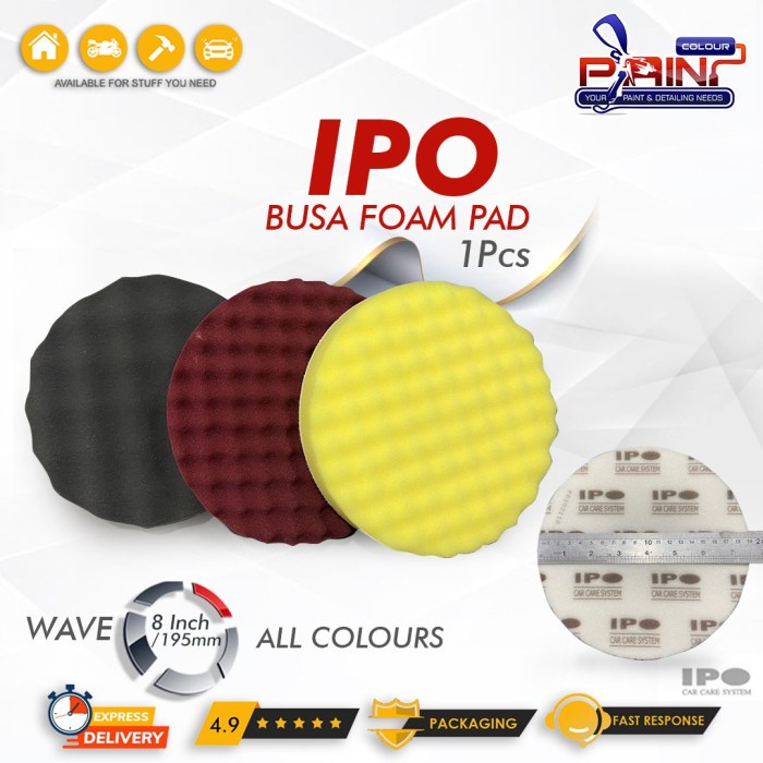 IPO Busa Poles Gelombang Wave Foam Pad 8 inch - Foam Pad 195MM - BLACK