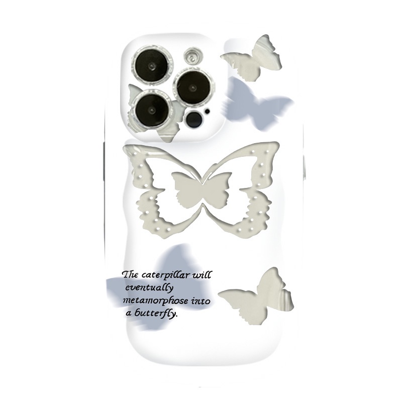 IPHONE Butterfly Soft Case Kompatibel Untuk Iphone14 13 12 11 Pro Max XS X Xr8 +7 Plus Silikon Transparan TPU Shockproof Casing Phone Cover Cell Precticer