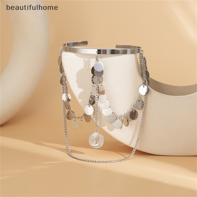 {beautifulhome} Bohemian Rumbai Liontin Lengan Manset Bangle Geometris Payet Wanita Fashion Perhiasan.