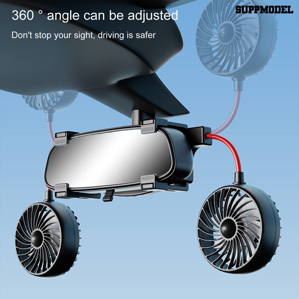 [SM] Kipas Spion Mobil Dapat Diputar 360derajat 3speed Adjustable Quick Cooling 12/24V Universal Besar Airflow Auto Spion Cooling Fan Aksesoris Mobil