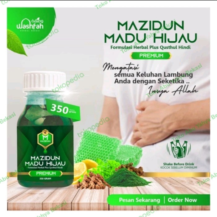 Herbal - Madu Lambung Mazidun Hijau Herbal Plus Qusthul Hindi Premium Isi 350 g