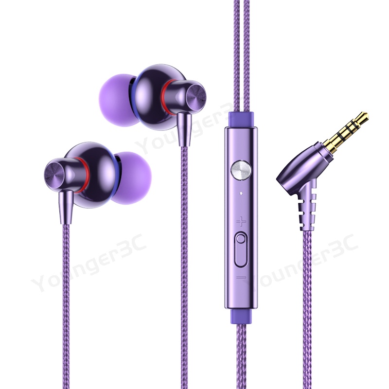 Metal 3.5mm Type-c Plug Wired Earphone Subwoofer In Ear Wired Headset Kontrol Volume Game Stereo Bass Earbuds