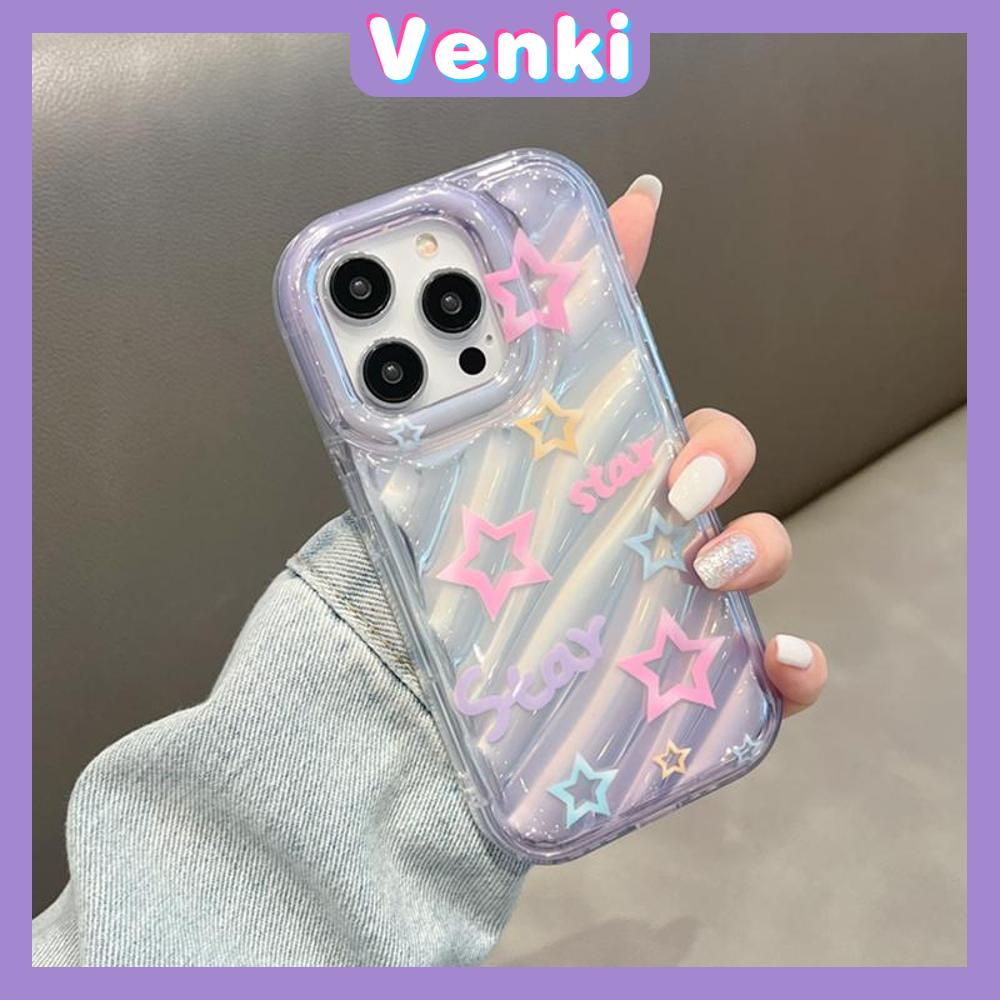 VENKI - Untuk iPhone 11 iPhone Case Laser Reflektif Bening Phone Case TPU Lembut Shockproof Airbag Phone Case Bintang Romantis Kompatibel dengan iPhone 14 13 Pro max 12 Pro Max XR XS 7 8