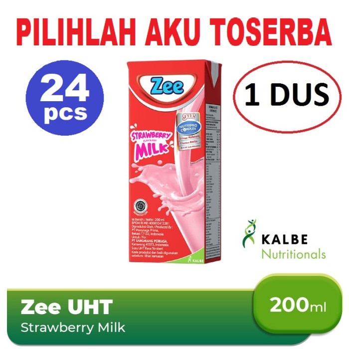 Susu ZEE UHT STRAWBERRY MILK SHAKE 200 ML - (1 DUS isi 24)