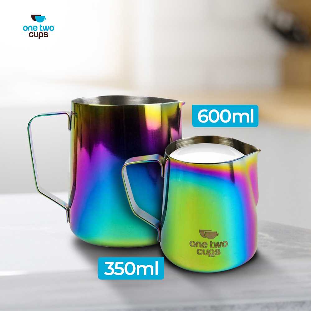 One Two Cups Gelas Milk Jug Kopi Latte Art Rainbow Stainless - 10084