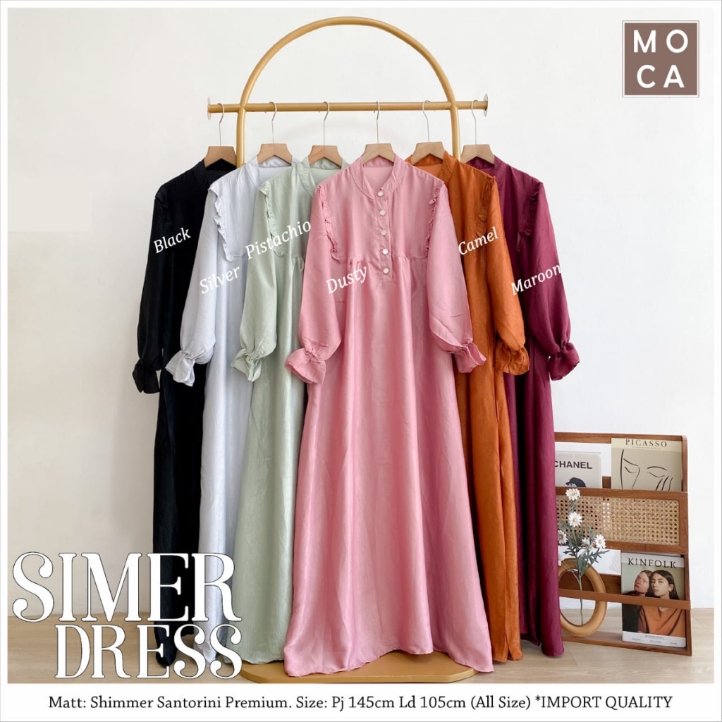 SIMER DRESS | MAXY WANITA MOTIF POLOS CANTIK ORI MOCA