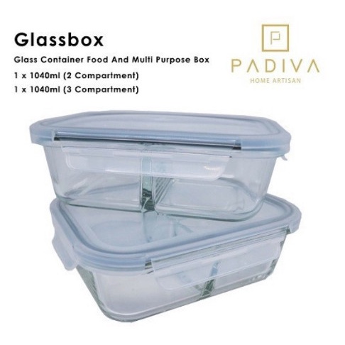 Padiva 1040ml Mix 2+3compartments Glassbox (GBP1040M)