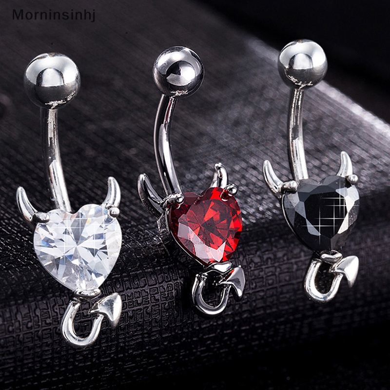 Mornin 1pcs Cincin Pusar Belly Button Glitter Love Heart Decor Navel Nail id